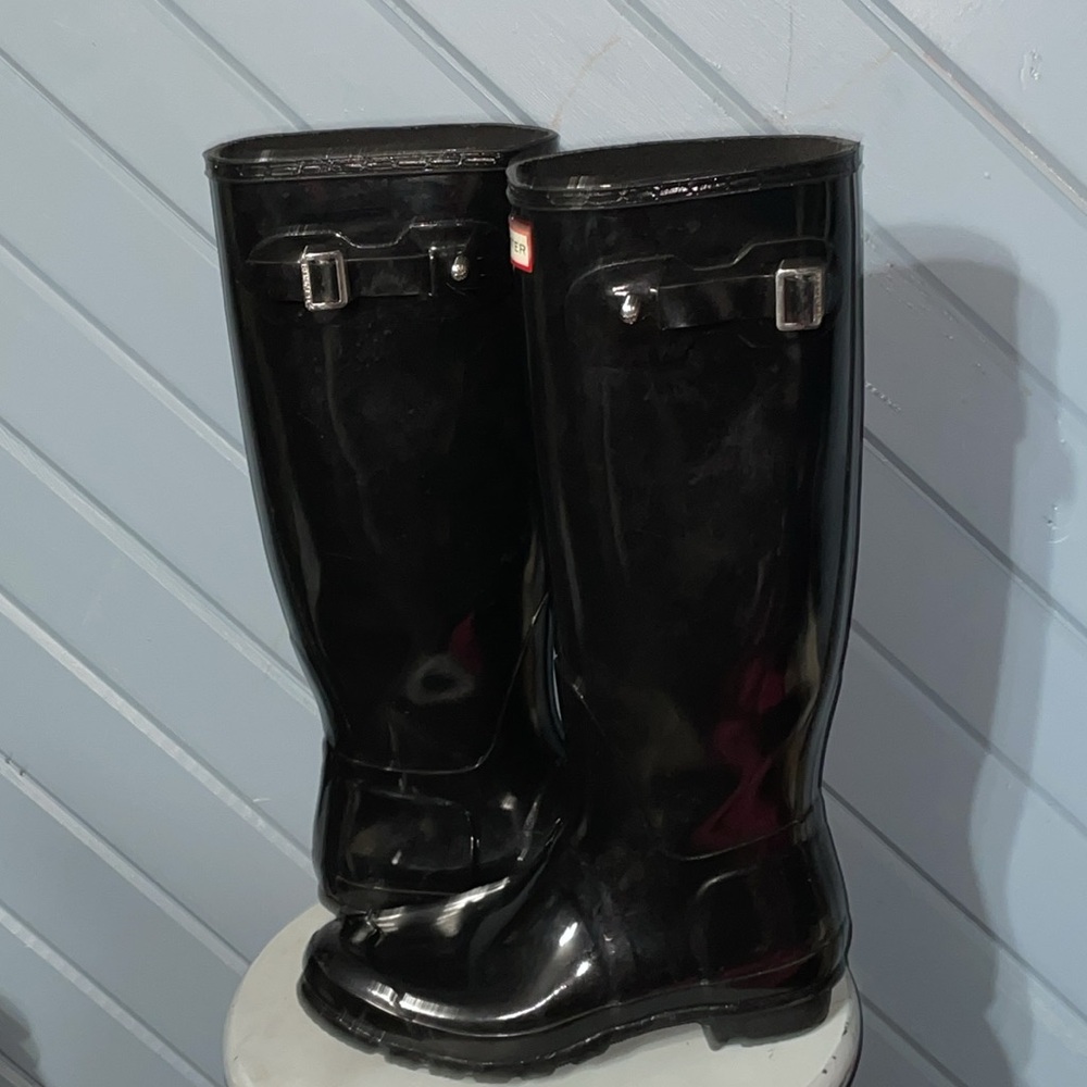 Hunter Original tall black gloss women’s rain boots - Picture 2 of 16